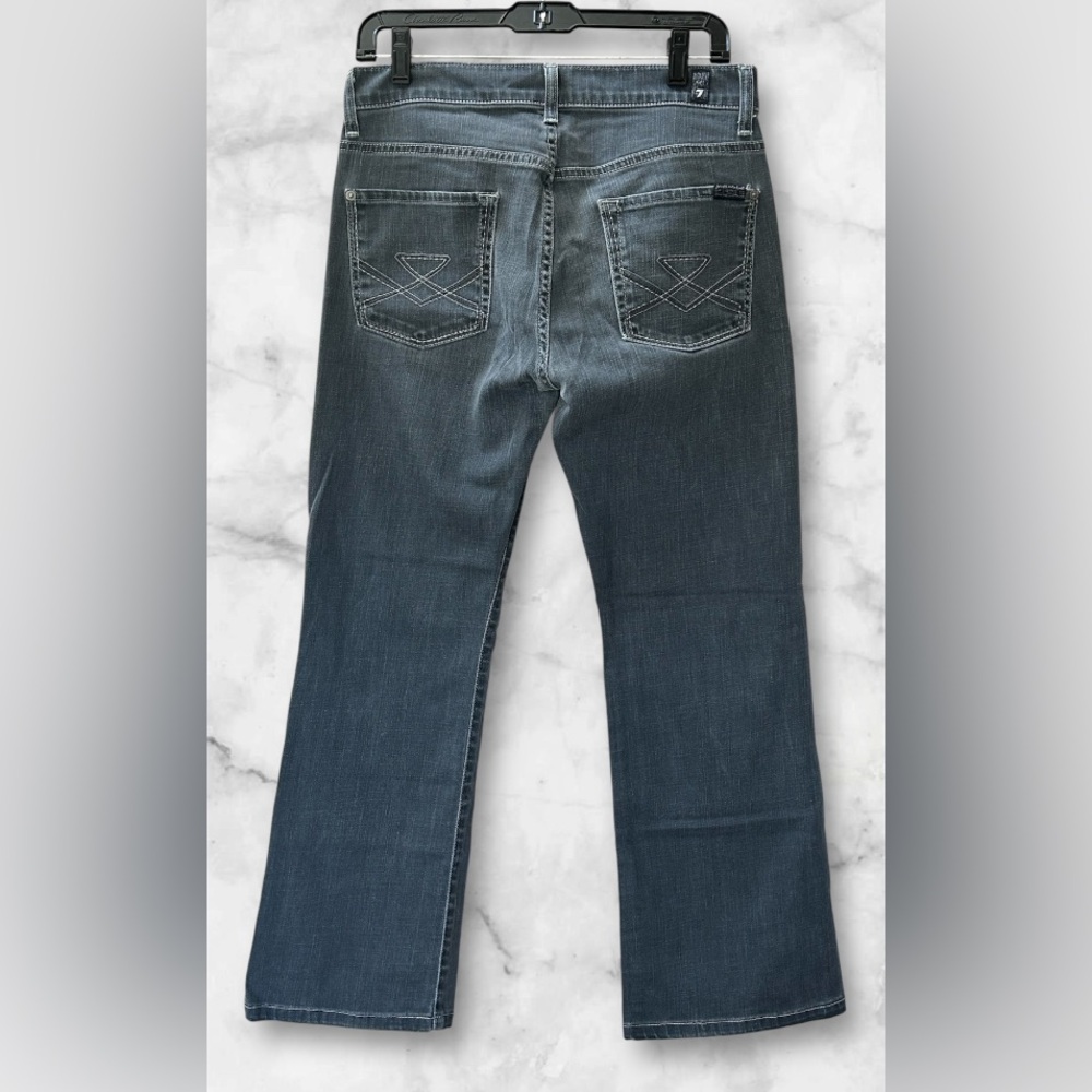 7 For All Mankind Blue Bootcut Mid Rise Boho Westerncore Denim Jeans Size 30 - Picture 4 of 13